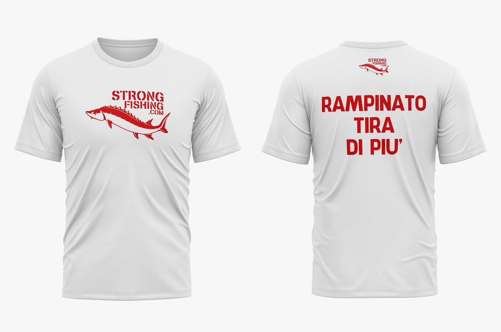T-Shirt Bianca e Rossa Strongfishing.com
