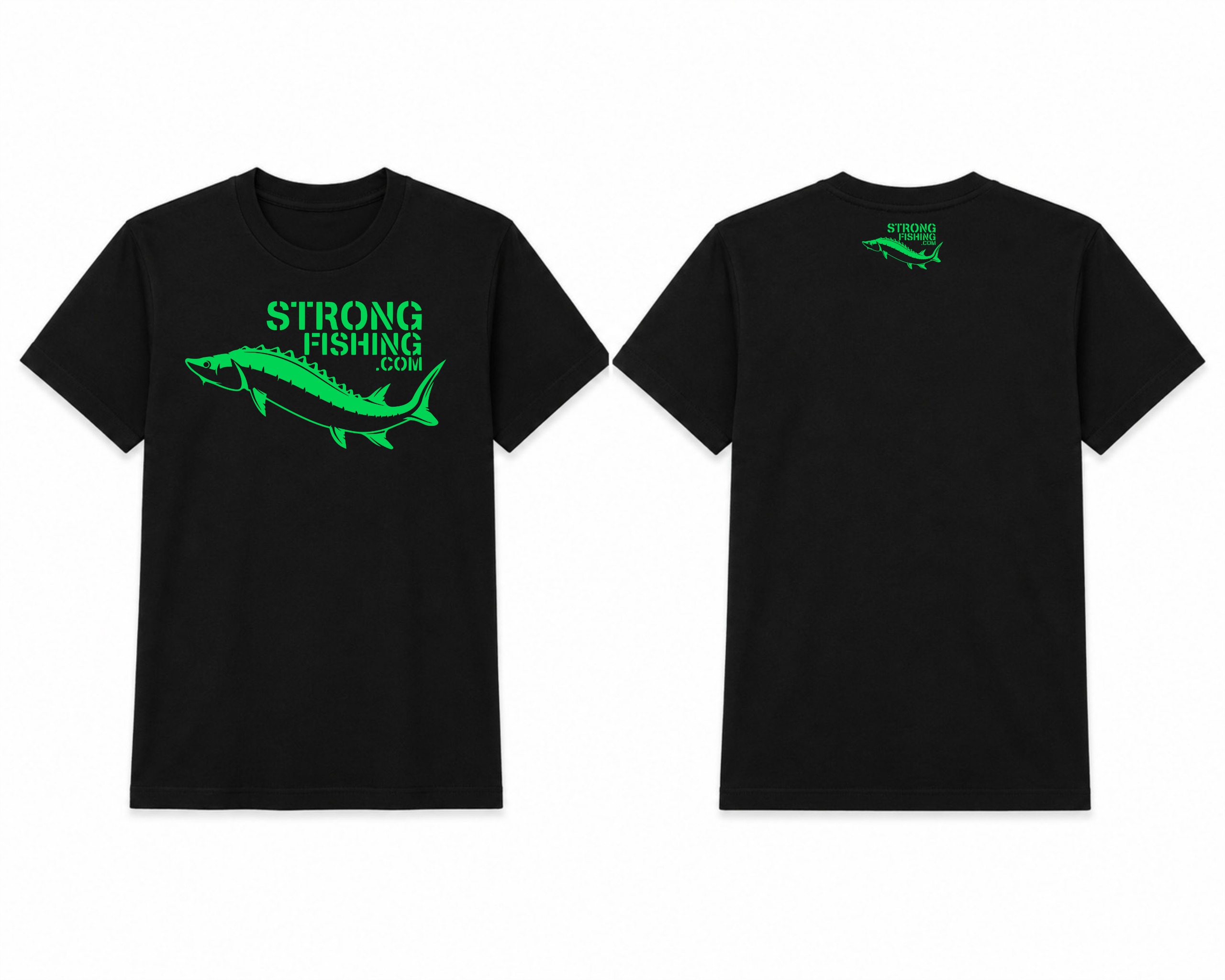 T-Shirt Nera e Verde Strongfishing.com