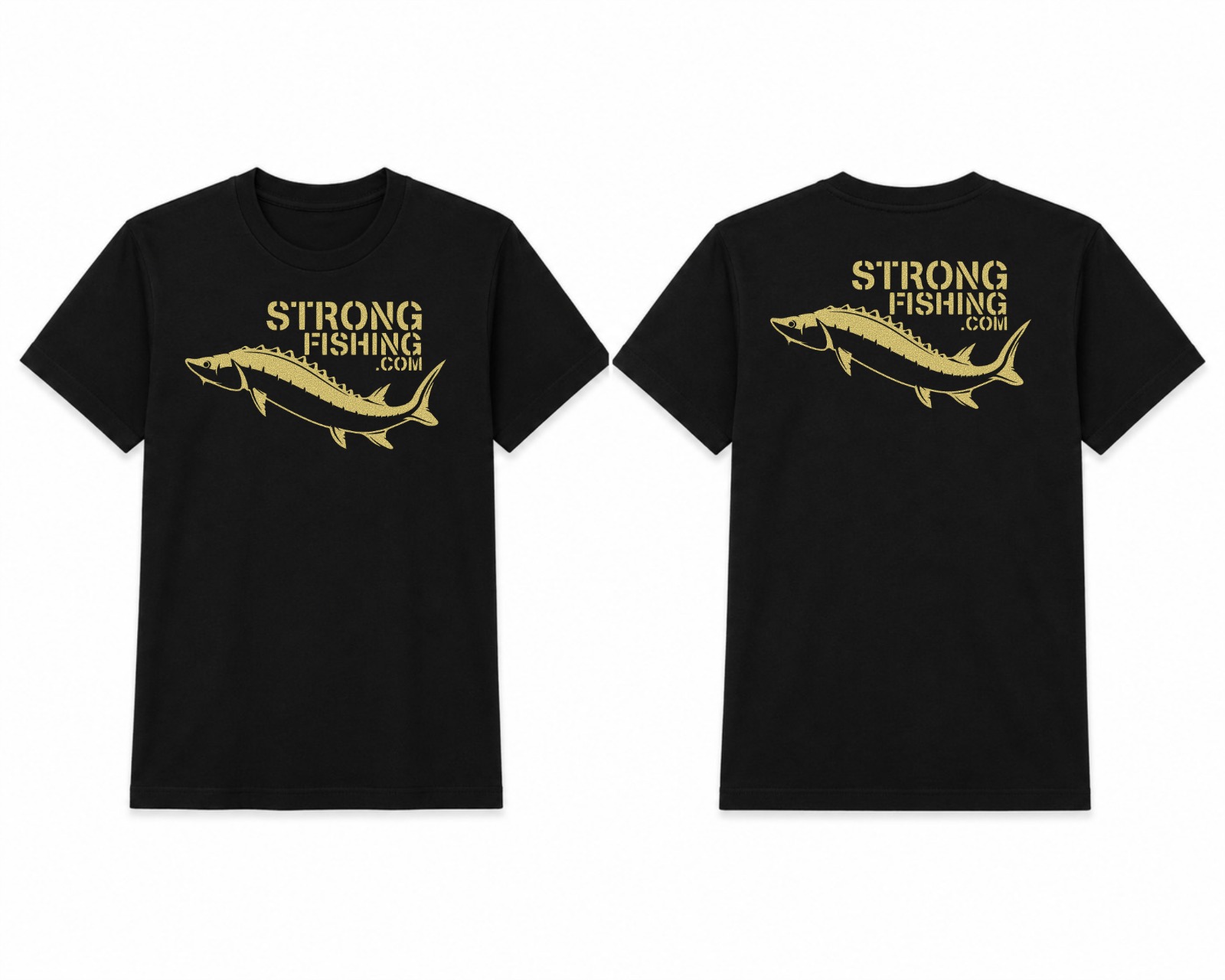 T-Shirt Nera e Oro Strongfishing.com